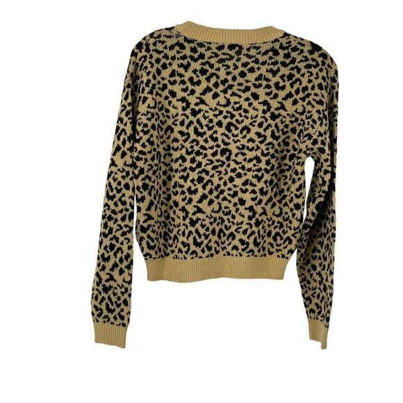 Cropped Animal Print Sweater Womens Size XS Cheetah Leopard Knit Top H&M Brown - Picture 2 of 5